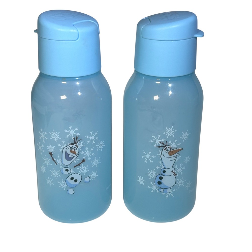 Tupperware Frozen 2 Olaf Eco Water Bottles Set of 2 Blue Snowflakes Kids - 12 oz